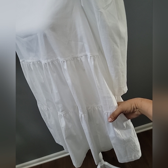 DANIELLE BERNSTEIN White Textured Woven 3/4 Sleeve Mini Baby Doll Dress XS - Picture 7 of 8